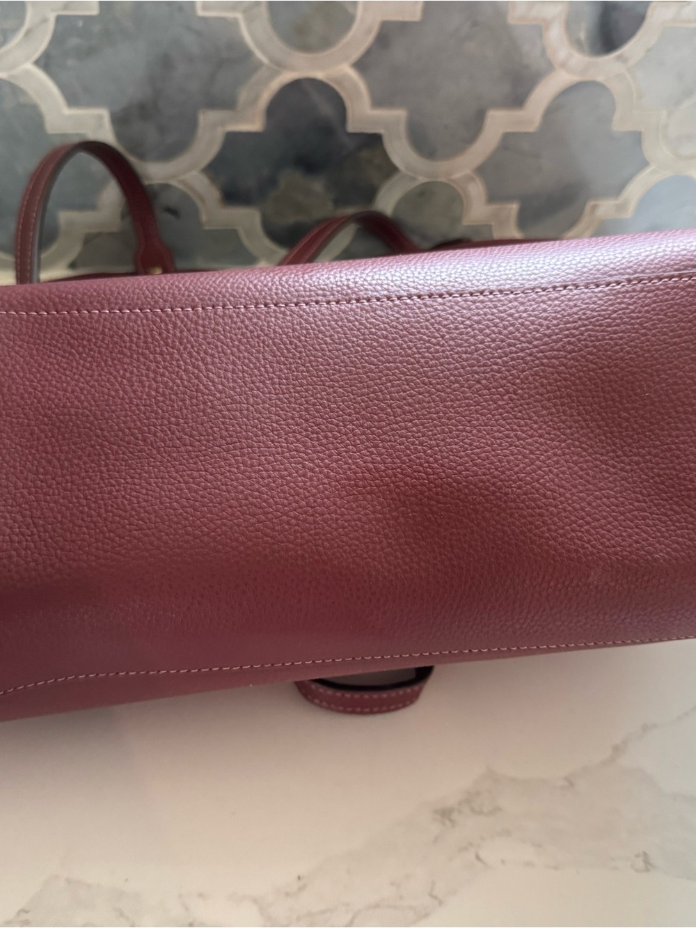 Coach Large Leather Tote in Deep Wine and Blush - Picture 3 of 5